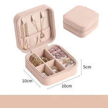Load image into Gallery viewer, Portable Mini Jewelry Storage Box Travel Organizer Jewelry Case Leather Storage Earrings Necklace Ring Jewelry Organizer Display