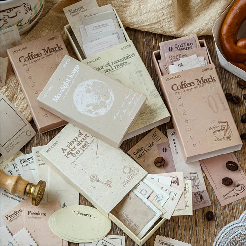 30sheets Vintage Memo Stickers Kraft paper material DIY Scrapbooking Junk Journal Decoration Sticker stationery