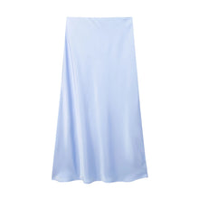Load image into Gallery viewer, Willshela Women Fashion Satin Solid Pleated Midi Skirt Vintage Mid Elastic Waist Female Chic Lady Skirts