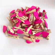 Load image into Gallery viewer, 50pcs/lot Red Heart Love Wooden Clothes Photo Paper Peg Pin Mini Clothespin Postcard Clips Home Wedding Decoration Stationery