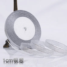 Load image into Gallery viewer, 1/4&quot; (6mm) 25yards Gold Silver Metallic Glitter Ribbons For DIY Crafts Sewing Fabric Christmas Party Wedding Supplies Gift Wrap