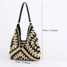 Load image into Gallery viewer, Women Straw Tote Bag Large Capacity Vintage Vacation Shoulder Bag Everything Casual Handbag Designer Hollow Summer Beach Bag