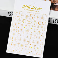 Load image into Gallery viewer, 1pcs 3D Bronzing Gold Love Heart Nail Art Stickers Y2K Holographic Stars Sun Sliders Starlight DIY Decals Manicure Decoration