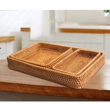 Load image into Gallery viewer, Hand-Woven Storage Basket Rattan Storage Tray Wicker Baskets Bread Fruit Food Breakfast Display Box Home Decoration-C