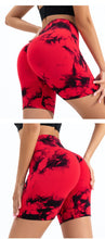 Load image into Gallery viewer, High Waist Butt Lift Shorts Women Seamless Tie Dye Shorts Gym Workout Running High Elastic Fashion Knit Slim Three Point Pants