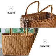 Load image into Gallery viewer, Home Shopping Basket Hand Vegetable Basket Decorative Woven Basket Flower Arrangement Basket Imitating Rattan Picnic Bag