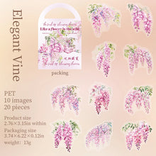Load image into Gallery viewer, 20 Pcs PET Pink flowers Stickers Transparent Deco Decals For Scrapbooking Stick Labels Junk Journal Supplies