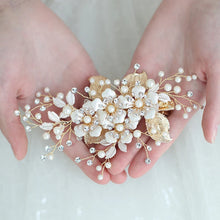 Load image into Gallery viewer, Trendy Flower Wedding Hair Accessories Pearl Rhinestone Hairpin Headdress Handmade Bridal Tiara Jewelry Woman Prom Hair Jewelry