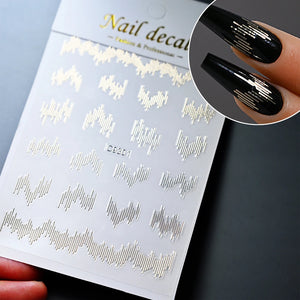 1pcs 3D Bronzing Gold Love Heart Nail Art Stickers Y2K Holographic Stars Sun Sliders Starlight DIY Decals Manicure Decoration
