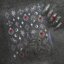 Load image into Gallery viewer, 1pcs 3D Bronzing Gold Love Heart Nail Art Stickers Y2K Holographic Stars Sun Sliders Starlight DIY Decals Manicure Decoration