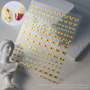 1pcs 3D Bronzing Gold Love Heart Nail Art Stickers Y2K Holographic Stars Sun Sliders Starlight DIY Decals Manicure Decoration