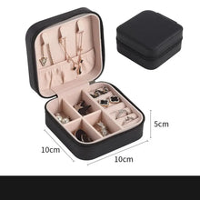 Load image into Gallery viewer, Portable Mini Jewelry Storage Box Travel Organizer Jewelry Case Leather Storage Earrings Necklace Ring Jewelry Organizer Display