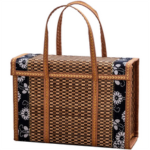 Load image into Gallery viewer, Picnic Woven Basket Wicker Storage Bag Handle Folded Fruit Shopping Food Handle Rattan Grass Foldable Bamboo Basket
