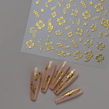 Load image into Gallery viewer, 1pcs 3D Bronzing Gold Love Heart Nail Art Stickers Y2K Holographic Stars Sun Sliders Starlight DIY Decals Manicure Decoration