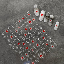 Load image into Gallery viewer, 1pcs 3D Bronzing Gold Love Heart Nail Art Stickers Y2K Holographic Stars Sun Sliders Starlight DIY Decals Manicure Decoration