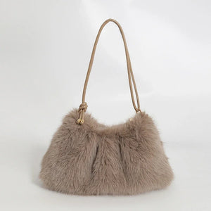 Women's Autumn and Winter Handbag Imitation Fur Fashion Hundred with Plush Bag Solid Color Large Capacity Zipper Shoulder Bag