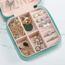 Load image into Gallery viewer, Portable Mini Jewelry Storage Box Travel Organizer Jewelry Case Leather Storage Earrings Necklace Ring Jewelry Organizer Display