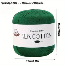 Load image into Gallery viewer, Silk Cotton Yarn - Fine Lace Thread for Crochet, Knitting Sweater,Shawls, Scarves, and DIY Crafts, Soft Durable Yarn 1.76oz/pc
