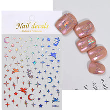 Load image into Gallery viewer, 1pcs 3D Bronzing Gold Love Heart Nail Art Stickers Y2K Holographic Stars Sun Sliders Starlight DIY Decals Manicure Decoration