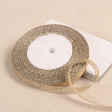 Load image into Gallery viewer, 1/4&quot; (6mm) 25yards Gold Silver Metallic Glitter Ribbons For DIY Crafts Sewing Fabric Christmas Party Wedding Supplies Gift Wrap