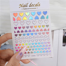 Load image into Gallery viewer, 1pcs 3D Bronzing Gold Love Heart Nail Art Stickers Y2K Holographic Stars Sun Sliders Starlight DIY Decals Manicure Decoration