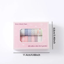 Load image into Gallery viewer, 20 rolls Washi Tape Set Simple Thin Masking Tape For DIY Arts Crafts Gift Wrapping Journaling Scrapbooking Labeling Coding Deco