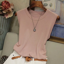 Load image into Gallery viewer, 1pcs Summer New Fashion Knitted Vests O-neck Sleeveless Casual Thin Tops