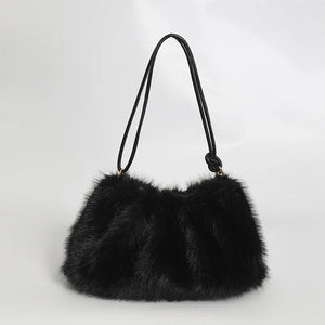 Women's Autumn and Winter Handbag Imitation Fur Fashion Hundred with Plush Bag Solid Color Large Capacity Zipper Shoulder Bag