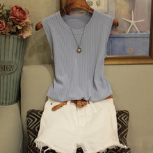 Load image into Gallery viewer, 1pcs Summer New Fashion Knitted Vests O-neck Sleeveless Casual Thin Tops