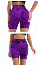 Load image into Gallery viewer, High Waist Butt Lift Shorts Women Seamless Tie Dye Shorts Gym Workout Running High Elastic Fashion Knit Slim Three Point Pants