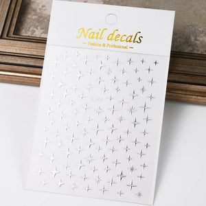 1pcs 3D Bronzing Gold Love Heart Nail Art Stickers Y2K Holographic Stars Sun Sliders Starlight DIY Decals Manicure Decoration