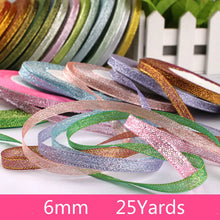 Load image into Gallery viewer, 1/4&quot; (6mm) 25yards Gold Silver Metallic Glitter Ribbons For DIY Crafts Sewing Fabric Christmas Party Wedding Supplies Gift Wrap