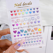 Load image into Gallery viewer, 1pcs 3D Bronzing Gold Love Heart Nail Art Stickers Y2K Holographic Stars Sun Sliders Starlight DIY Decals Manicure Decoration