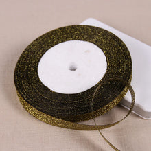 Load image into Gallery viewer, 1/4&quot; (6mm) 25yards Gold Silver Metallic Glitter Ribbons For DIY Crafts Sewing Fabric Christmas Party Wedding Supplies Gift Wrap