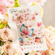 Load image into Gallery viewer, 20 Pcs PET Pink flowers Stickers Transparent Deco Decals For Scrapbooking Stick Labels Junk Journal Supplies