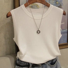 Load image into Gallery viewer, 1pcs Summer New Fashion Knitted Vests O-neck Sleeveless Casual Thin Tops