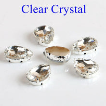 Load image into Gallery viewer, Glass Rhinestones! Drop Shape Diamond With Claw Sew On Teardrop Strass Metal Base Buckle Crystal Stone For Clothes