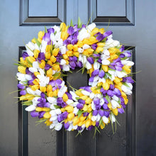 Load image into Gallery viewer, Simulation Pink Tulip Wreath Wedding Decoration Wall Hanging Wreath Artificial Flowers Wreath Spring Decor For Door Garden