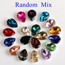Load image into Gallery viewer, Glass Rhinestones! Drop Shape Diamond With Claw Sew On Teardrop Strass Metal Base Buckle Crystal Stone For Clothes