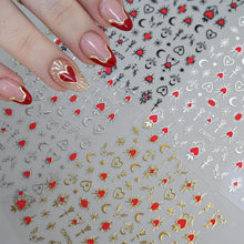 Load image into Gallery viewer, 1pcs 3D Bronzing Gold Love Heart Nail Art Stickers Y2K Holographic Stars Sun Sliders Starlight DIY Decals Manicure Decoration
