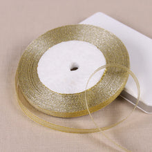 Load image into Gallery viewer, 1/4&quot; (6mm) 25yards Gold Silver Metallic Glitter Ribbons For DIY Crafts Sewing Fabric Christmas Party Wedding Supplies Gift Wrap