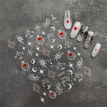 Load image into Gallery viewer, 1pcs 3D Bronzing Gold Love Heart Nail Art Stickers Y2K Holographic Stars Sun Sliders Starlight DIY Decals Manicure Decoration