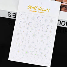 Load image into Gallery viewer, 1pcs 3D Bronzing Gold Love Heart Nail Art Stickers Y2K Holographic Stars Sun Sliders Starlight DIY Decals Manicure Decoration