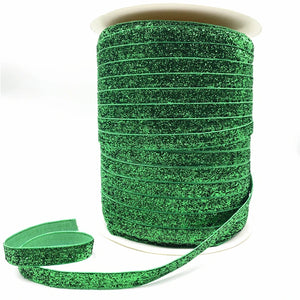 Free shipping 5 yards 3/8 "10mm Khaki Glitter Velvet Ribbon Headband Clips Bow Decoration #RS-20