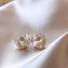 Load image into Gallery viewer, LATS White Enamel Flower Stud Earrings for Women Folded Unique Design Multi-layers Floral Female Small Earrings 2024 New Brincos