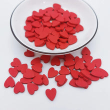 Load image into Gallery viewer, 100pcs 15mm Mini Wood Natural Hollow Love Heart Cutout Wooden DIY Arts Crafts Valentine&#39;s Day Wedding Table Confetti Decorations