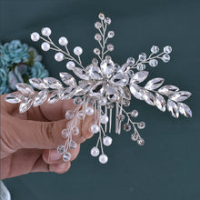 Load image into Gallery viewer, A83 Fashion Wedding Hair Accessories Alloy Leaves Bridal Hair Clips for Women Headpieces Handmade Rhinestone Bride Headdress