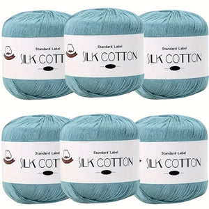 Silk Cotton Yarn - Fine Lace Thread for Crochet, Knitting Sweater,Shawls, Scarves, and DIY Crafts, Soft Durable Yarn 1.76oz/pc