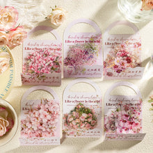 Load image into Gallery viewer, 20 Pcs PET Pink flowers Stickers Transparent Deco Decals For Scrapbooking Stick Labels Junk Journal Supplies