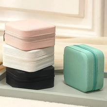 Load image into Gallery viewer, Portable Mini Jewelry Storage Box Travel Organizer Jewelry Case Leather Storage Earrings Necklace Ring Jewelry Organizer Display